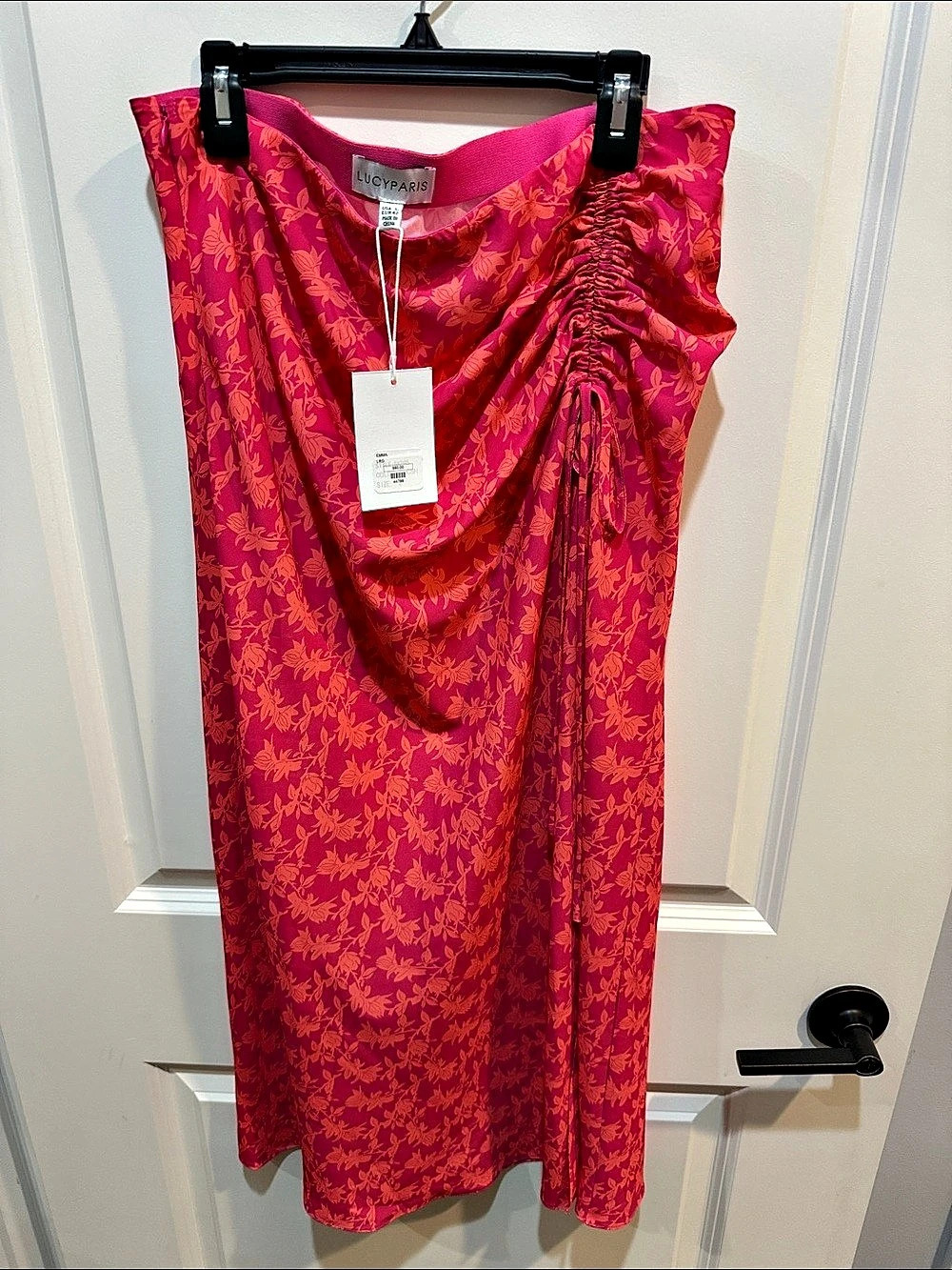 Lucy Paris Floral Maxi Dress in Pink & Orange Size Large NWT